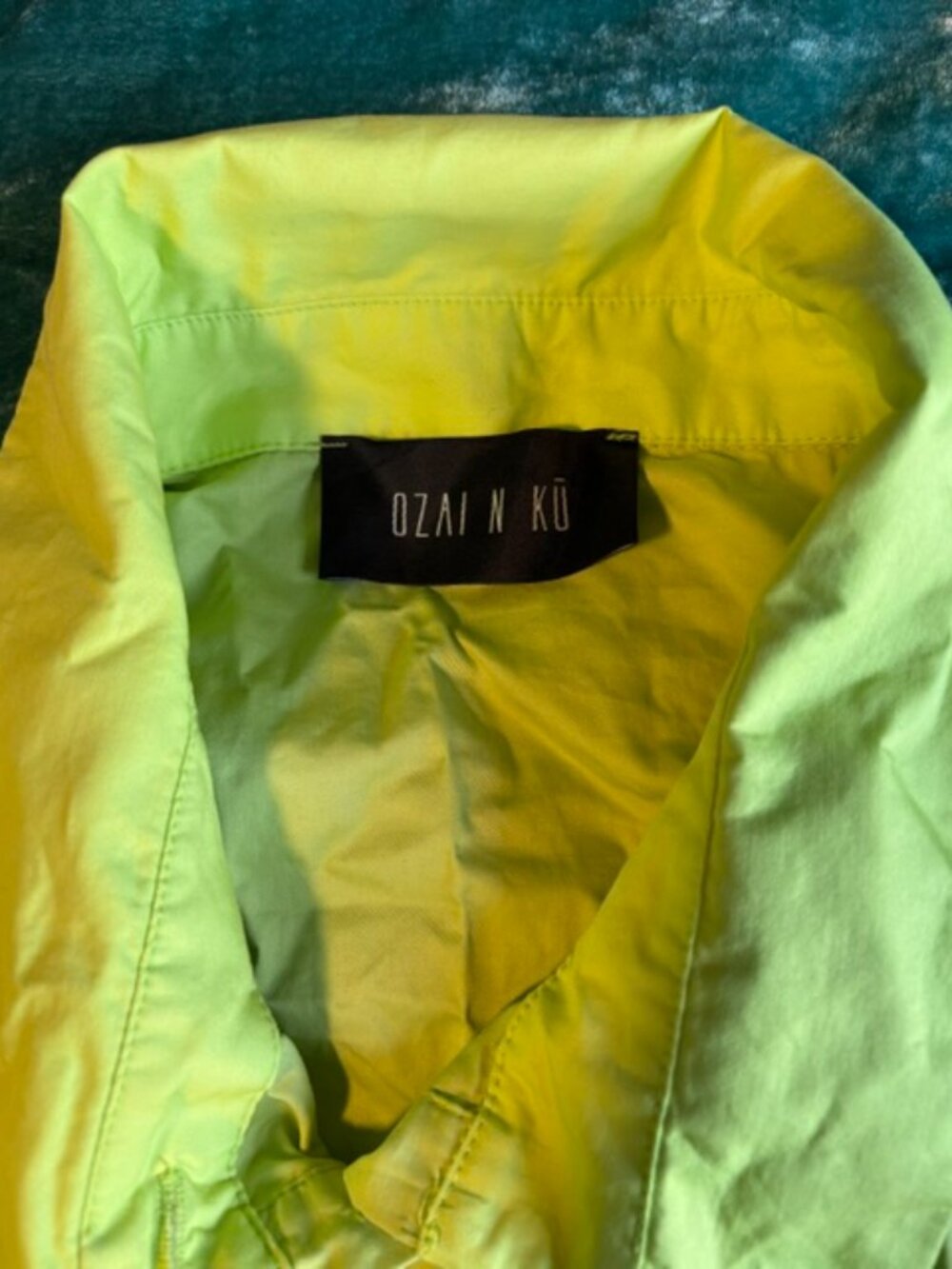 Ozai N Ku Neon Green Button Tunic with Asymmetric Front Hem - Picture 5 of 5